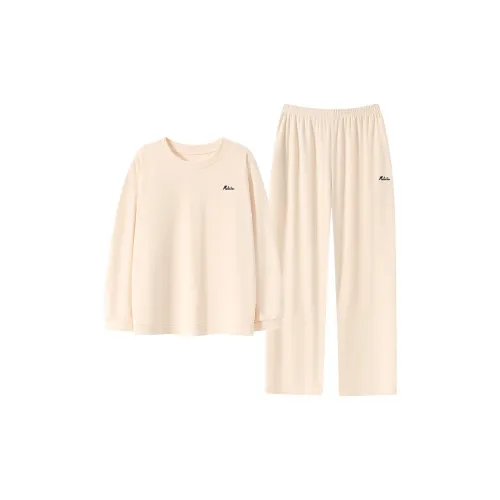 Mulinsen [Длинный рукав Топ+Штаны] Custard Женские Пижамные Комплекты