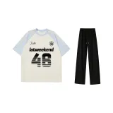 Комплект одежды (Абрикосовая футболка + Черные повседневные штаны)