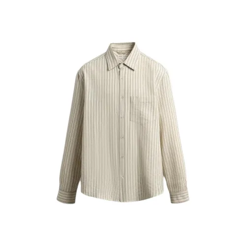 ZARA Зеленый/Телесный Мужские Рубашки