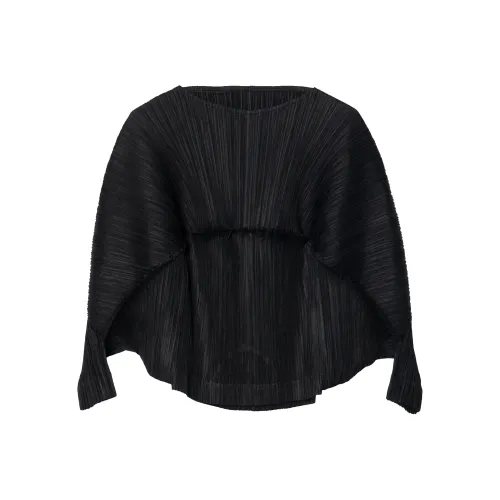 PLEATS PLEASE ISSEY MIYAKE Летучая мышь рукав Рубашка Женская Черная