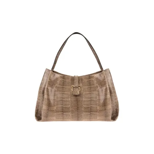 Ferragamo Ayers кожаная сумка-тоут сумка для покупок сумка большого размера женская каменный цвет