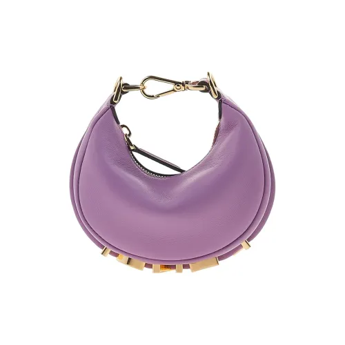 FENDI Fendigraphy Корова Кожа Полумесяц Сумка Сумка на запястье Экстра мини Женская Фиолетовая