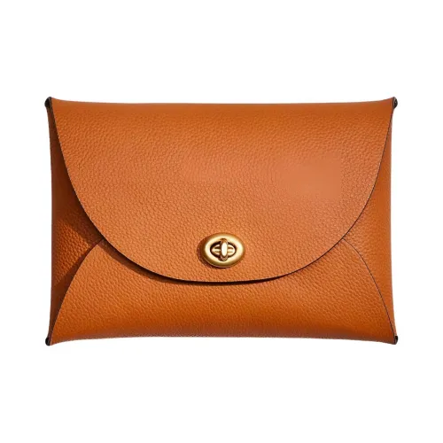 COACH Pouch Кожа Сумка для документов Клатч Маленький Женский Светло-коричневый