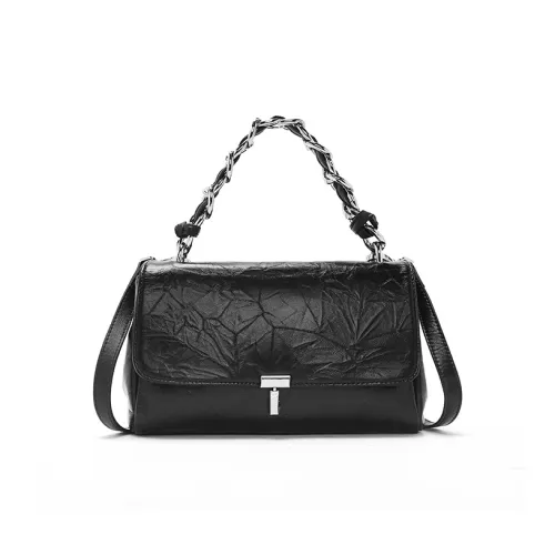 Old Man's Head Лицевая коровья кожа Через плечо Одно плечо Сумка Женская Черный Кофейный