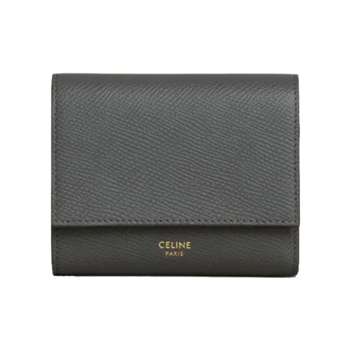 CELINE Телячья кожа с текстурой Кошелек Женский Серый