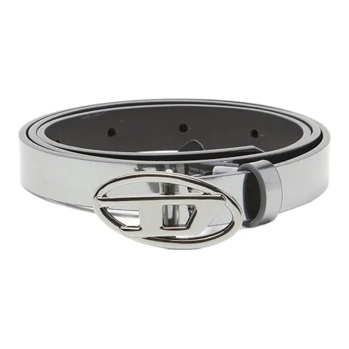 DIESEL Кожаные ремни Унисекс Серебряный 1,5CM