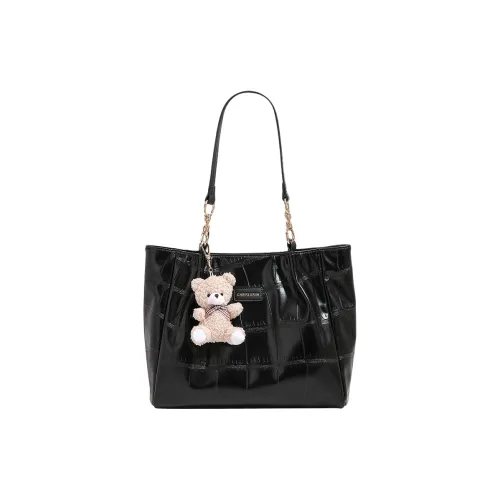 SMILE FOCUS Microfiber Synthetic Leather Tote Bag Shopping Bag Shoulder Bag Women's Black SMILE FOCUS Микрофибра Синтетическая Кожа Сумка-тоут Сумка для покупок Сумка через плечо Женская Черная