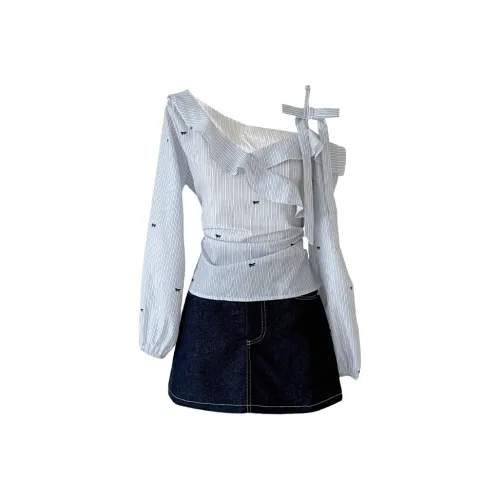 MOONCORE Светло-синий женский комплект с юбкой