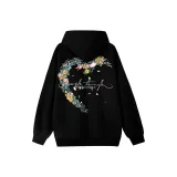 Чёрный, левая сторона, сердце, цветочный