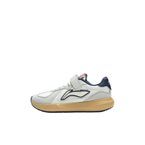 LINING YOUNG Sportlife Амортизация Rebound Дышащий Низкий Топ KIDS Lifestyle Shoes Белый Серый Детский