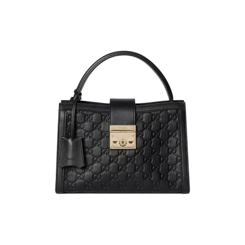 GUCCI Навесной замок GG Кожа Сумка через плечо Сумка Средний Женские Черный