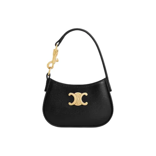 CELINE Tilly Клатч из крупнозернистой текстуры коровьей кожи мини женский черный