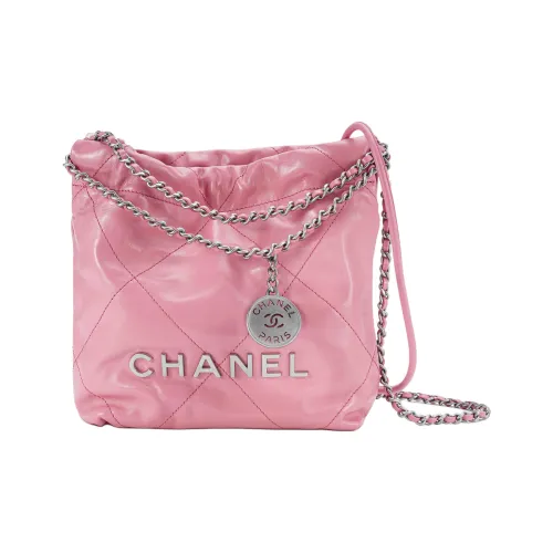 CHANEL 22Bag Яркий Телячья кожа Ведрообразная Сумка Сумка через плечо Мини Женская Розовая