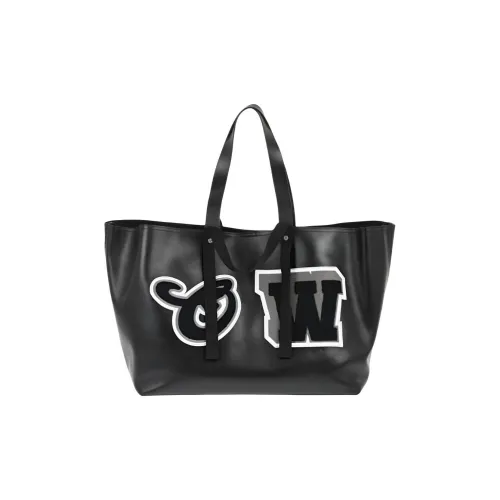 Off Белый Кожа Тоут Сумка Сумка для покупок Сумка на плечо Сумка обычная унисекс черный