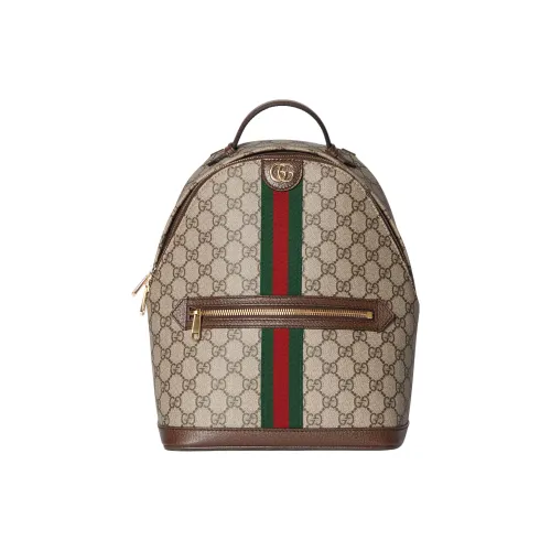 GUCCI Ophidia GG Monogram Покрытие Ткань Рюкзак Маленький Женский Бежевый и Коричневый