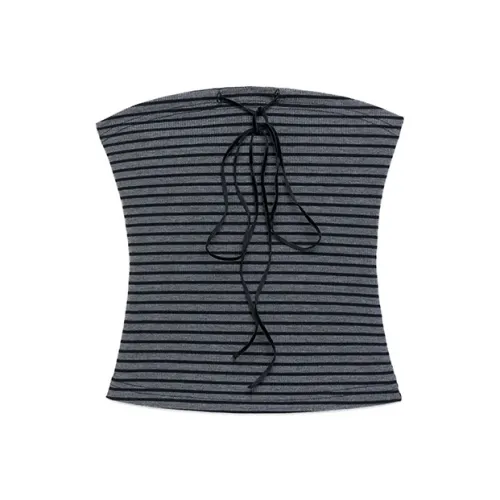 DITB Черный Серый KT424 Женские Топы без бретелек