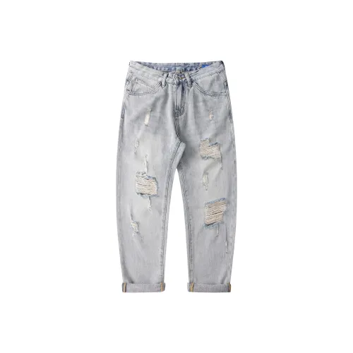 FAIRWHALE Джинсы Унисекс Gift Box Set Включено Рваные Джинсовый синий