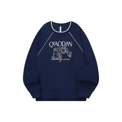 QIAODAN Satin Blue Ribbon Женские Свитшоты