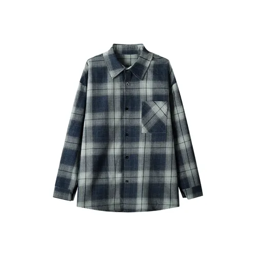 SCHEPPERHEYN Blue Plaid Unisex Shirt SCHEPPERHEYN Синяя Клетка Унисекс Рубашка