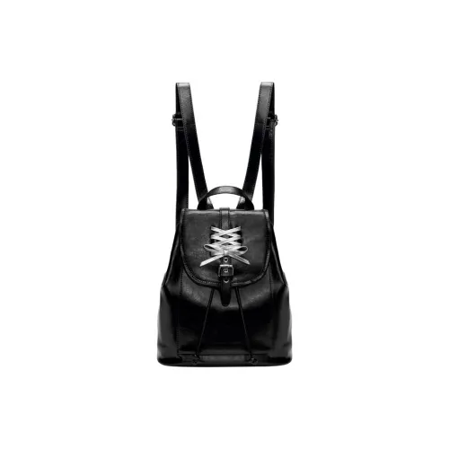 ONE TIME Рюкзак из синтетической кожи женский черный масляный воск