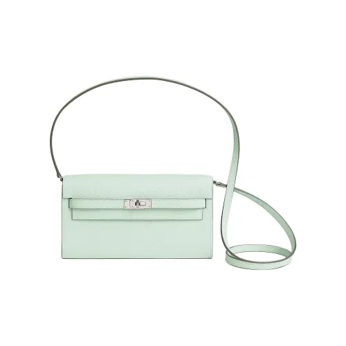 HERMES Kelly Epsom Телячья кожа Кошелек Сумка через плечо Женская Мятно-зеленый