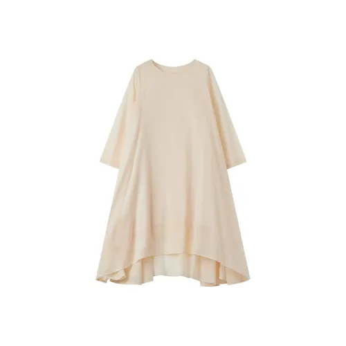 DE Mincollection Абрикос Женские Длинные Платья с Длинными Рукавами