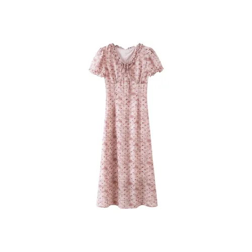 XIMENG Короткое платье с короткими рукавами женское