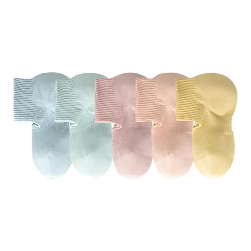 MADALLO [5 пар] Светло-синий + Светло-зеленый + Светло-розовый + Светло-оранжевый + Светло-желтый Женские носки MID до икры