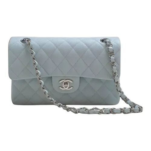 CHANEL Рельефная Телячья Кожа Сумка через плечо Сумка на плечо Маленькая Женская Светло-Синий