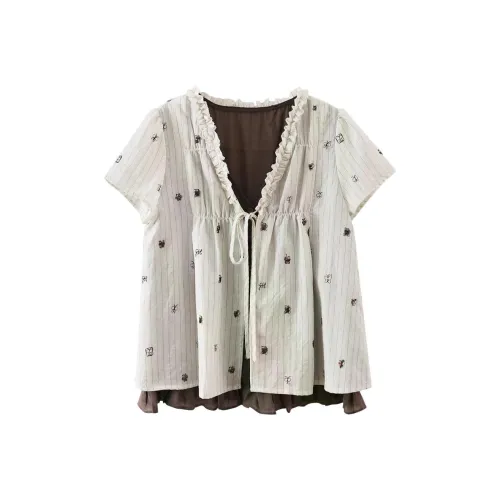 XIMENG The Butterfly Вышитый Flowers. Женские рубашки