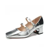 Серебряный [Высота каблука 6,5 см]