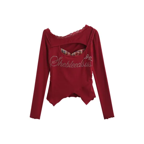 MENGXIAOQI Красный Женские T-рубашки