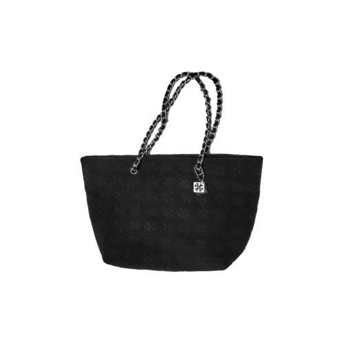 TORY BURCH Ella Хлопок Тоут Сумка Сумка для покупок Сумка на плечо Стандартная Женская Черная