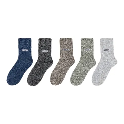 MADALLO [5 пар] Темно-синий + Черный + Темно-серый + Светло-серый + Бежевый Унисекс MID Носки до икры