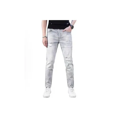 YEARNED Light Gray Unisex Jeans YEARNED Светло-серые унисекс джинсы