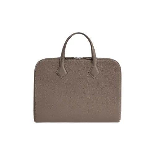 HERMES Victoria Light Коровья кожа Togo Сумка Мужская 18 этуп слоново-серый