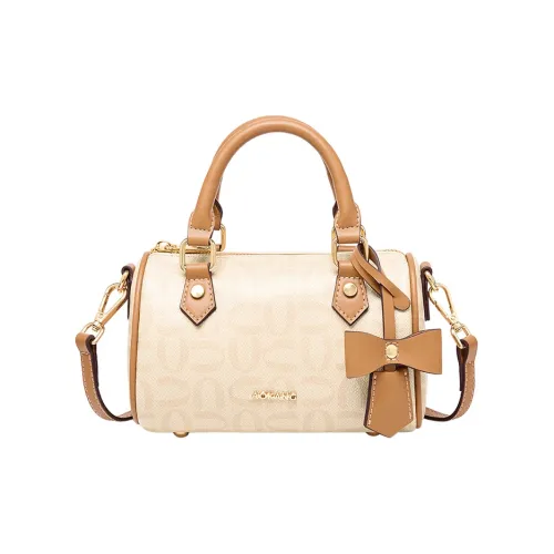 AOKANG ПВХ Бостон Сумка через плечо Сумка Маленькая Женская Молочно-чайный Коричневый Молочно-чайный Белый