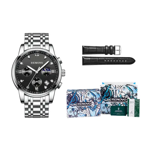 RENOVO Кварцевый механизм Мужские часы 43mm*39mm Черный