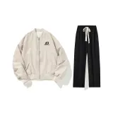 Экрю + Черный Повседневные Штаны