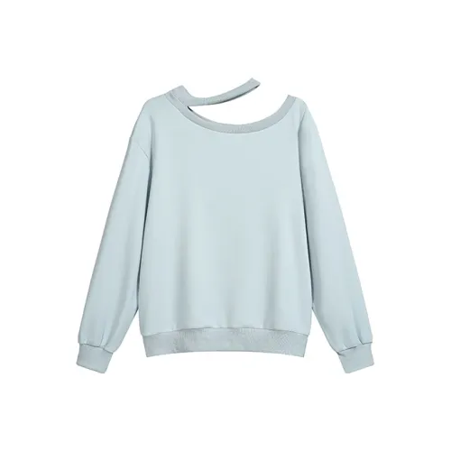 SNZX Небесно-голубой Асимметричный Толстовка Женские Толстовки