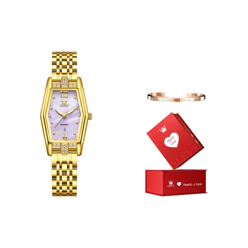 OLEVS Кварцевый механизм нержавеющая сталь ремешок часы женские красный циферблат