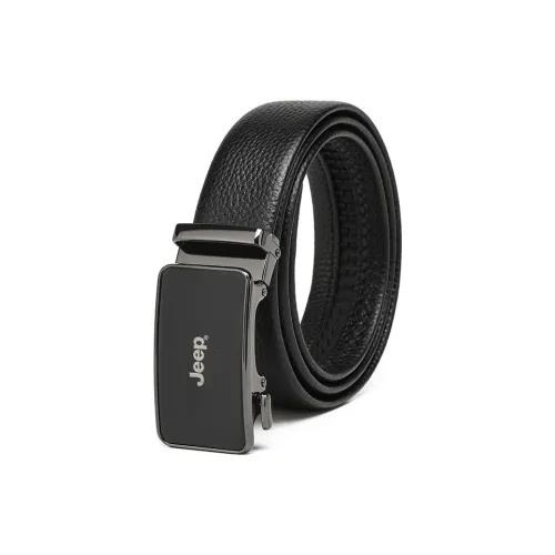 Jeep Ремни из коровьей кожи мужские черные с текстурой личи ширина 3,5 см