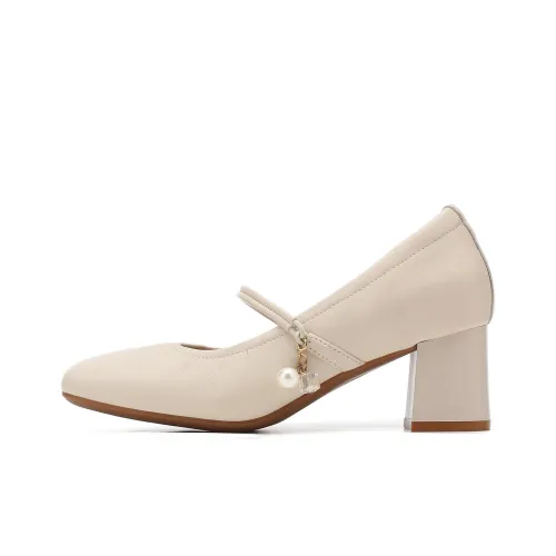SHOUBA Mary Jane Shoes Beige Women's