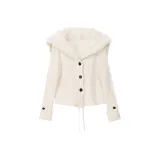 Экрю меховой воротник