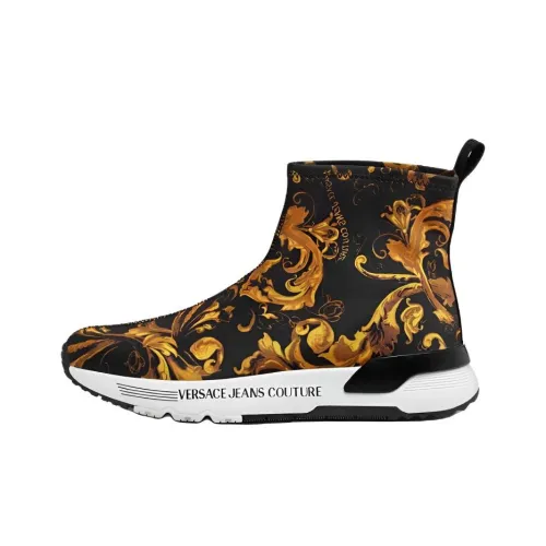VERSACE JEANS COUTURE Фарфор Barocco Высокий Топ Повседневная Обувь Женская Черное Золото