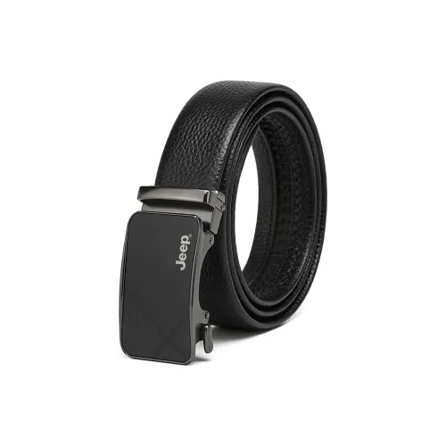 JEEP Ремни из коровьей кожи мужской черный с текстурой личи черный 3,5 см