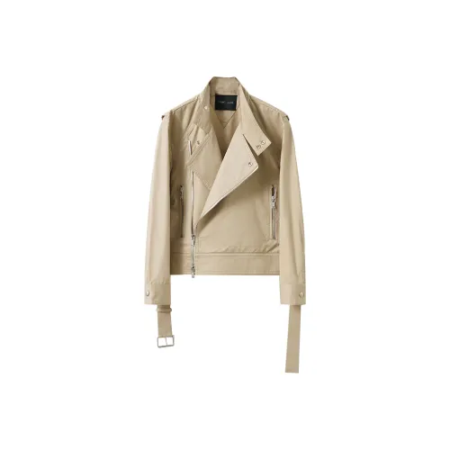 Musewave [Ветер Rising Лондон]Slit Планка Заказной Окрашенная Ткань Укороченный Рабочий стиль Хлопок Тренчкот Женские