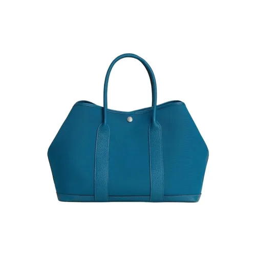 HERMES Garden Party Officier Canvas с Negonda Телячья кожа Садовая сумка Женская Ультрамарин Синий