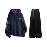 Комплект одежды (Темно-синий топ + черные штаны)