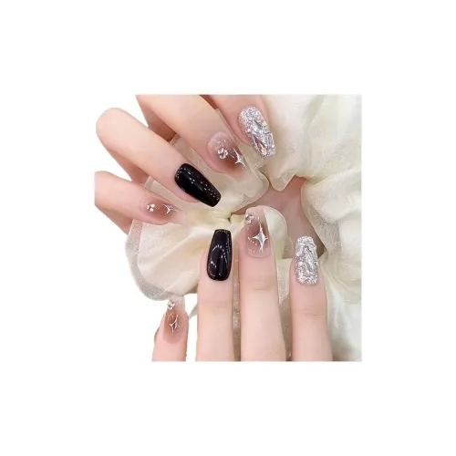 OUYUJI Ручная работа Искусственные Ногти Декоративные Ленты Средний Длина Квадрат Абрикос Jump Цвет Стразы Украшенный